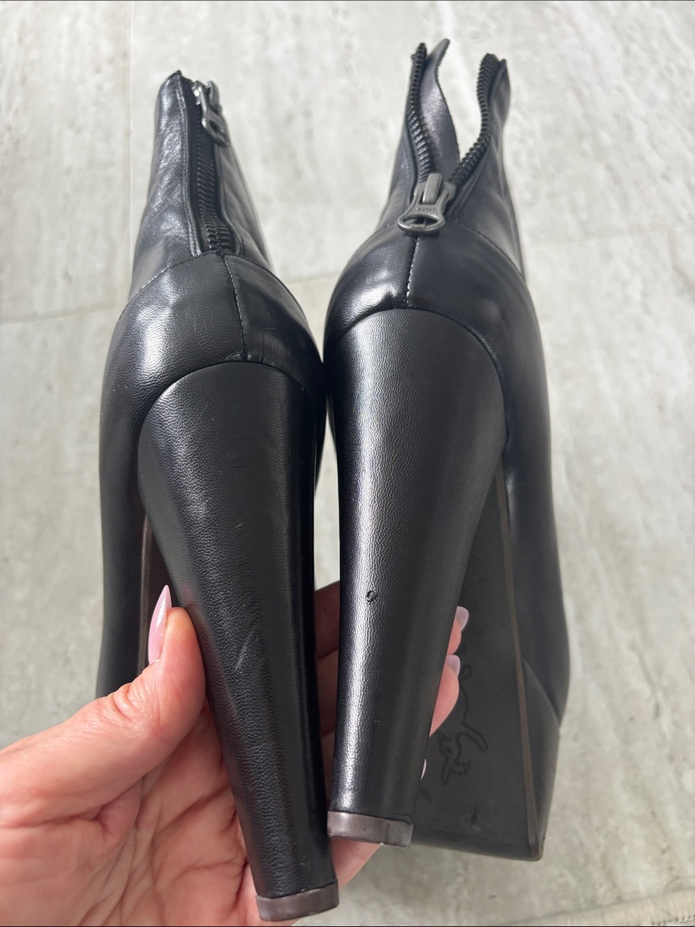 Marni Black Leather Platform Ankle Boots with High Block Heel - Picture 5 of 7